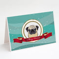 Fawn Pug Merry Christmas Greeting Cards Pack of 8 Blank Cards with Envelopes Whimsical A7 Size 5x7