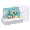 Christmas Tree and Jack Russell Terrier Greeting Cards Pack of 8 Blank Cards with Envelopes Whimsical A7 Size 5x7