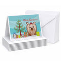 Christmas Tree and Yorkie Yorkishire Terrier Greeting Cards Pack of 8 Blank Cards with Envelopes Whimsical A7 Size 5x7