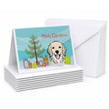 Christmas Tree and Golden Retriever Greeting Cards Pack of 8 Blank Cards with Envelopes Whimsical A7 Size 5x7