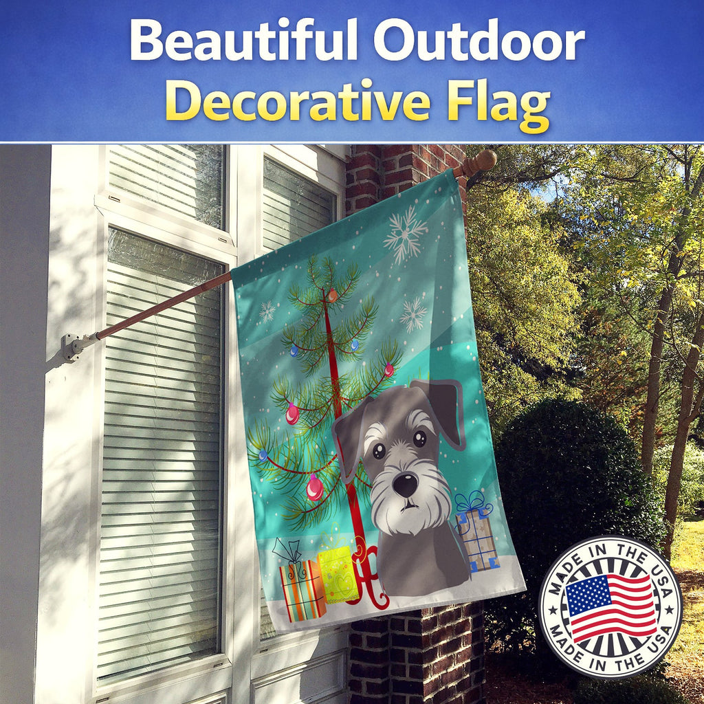 Christmas Tree and Schnauzer House Flag 28x40 Porch Sleeve Pole Decorative Outside Yard Banner Artwork Wall Hanging, Polyester
