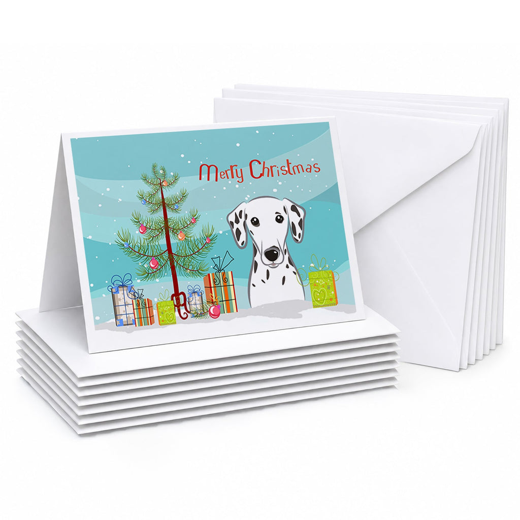 Christmas Tree and Dalmatian Greeting Cards Pack of 8 Blank Cards with Envelopes Whimsical A7 Size 5x7