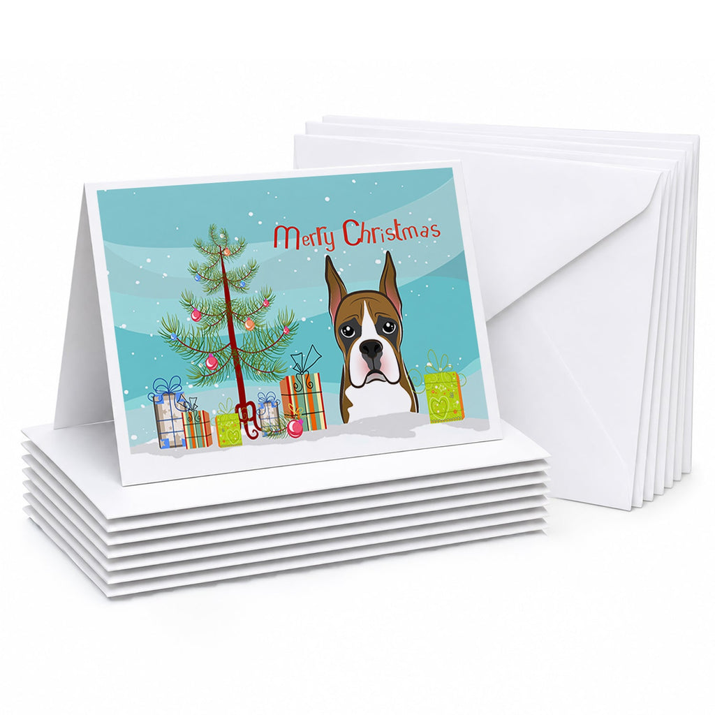 Christmas Tree and Boxer Greeting Cards Pack of 8 Blank Cards with Envelopes Whimsical A7 Size 5x7