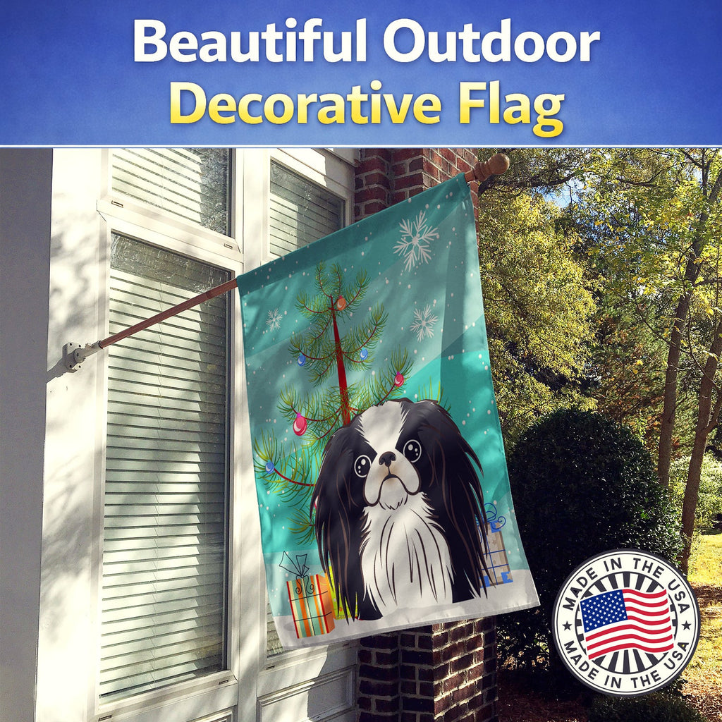 Christmas Tree and Japanese Chin House Flag 28x40 Porch Sleeve Pole Decorative Outside Yard Banner Artwork Wall Hanging, Polyester