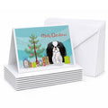 Christmas Tree and Japanese Chin Greeting Cards Pack of 8 Blank Cards with Envelopes Whimsical A7 Size 5x7