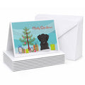 Christmas Tree and Black Labrador Greeting Cards Pack of 8 Blank Cards with Envelopes Whimsical A7 Size 5x7