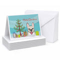 Christmas Tree and French Bulldog Greeting Cards Pack of 8 Blank Cards with Envelopes Whimsical A7 Size 5x7