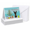 Christmas Tree and Min Pin Greeting Cards Pack of 8 Blank Cards with Envelopes Whimsical A7 Size 5x7