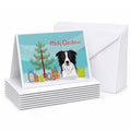 Christmas Tree and Border Collie Greeting Cards Pack of 8 Blank Cards with Envelopes Whimsical A7 Size 5x7