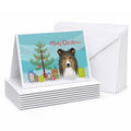 Christmas Tree and Sheltie Greeting Cards Pack of 8 Blank Cards with Envelopes Whimsical A7 Size 5x7