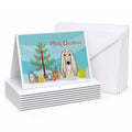 Christmas Tree and Afghan Hound Greeting Cards Pack of 8 Blank Cards with Envelopes Whimsical A7 Size 5x7