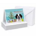 Christmas Tree and Saint Bernard Greeting Cards Pack of 8 Blank Cards with Envelopes Whimsical A7 Size 5x7