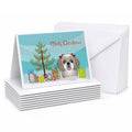 Christmas Tree and Gray Silver Shih Tzu Greeting Cards Pack of 8 Blank Cards with Envelopes Whimsical A7 Size 5x7