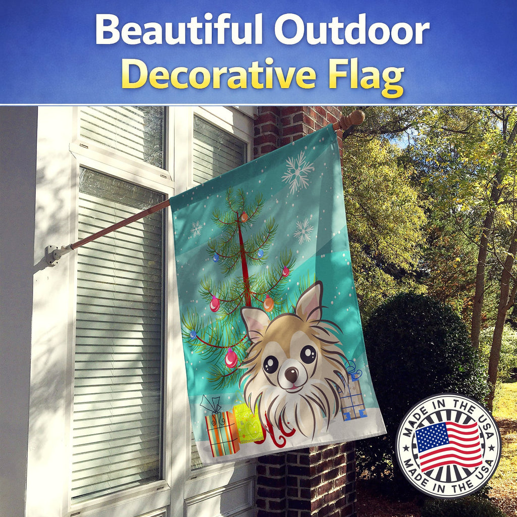 Christmas Tree and Chihuahua House Flag 28x40 Porch Sleeve Pole Decorative Outside Yard Banner Artwork Wall Hanging, Polyester