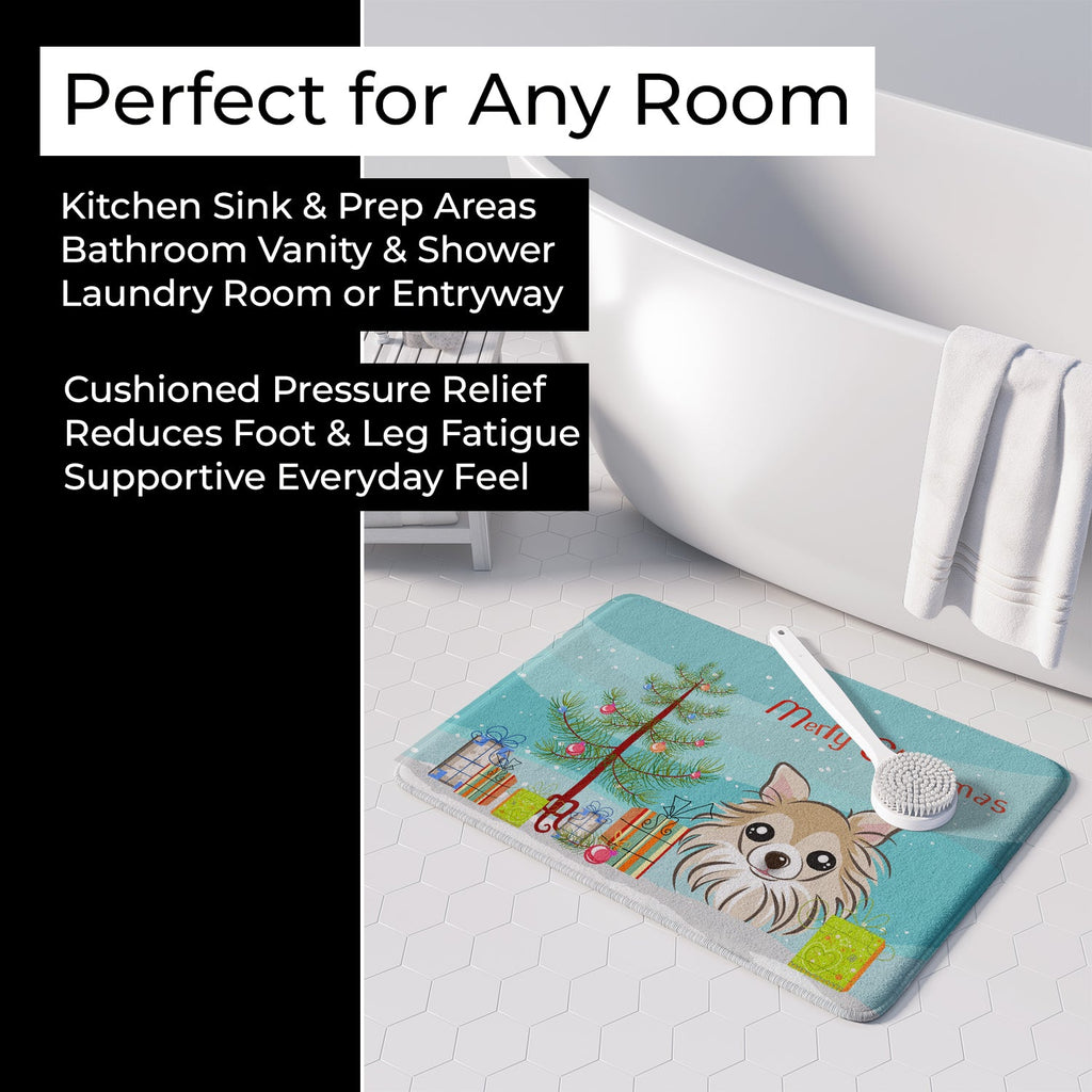 Christmas Tree and Chihuahua Memory Foam Kitchen Mat Machine Washable Anti-Fatigue Cushion Comfort Bath or Kitchen Rug