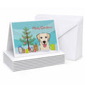 Christmas Tree and Golden Retriever Greeting Cards Pack of 8 Blank Cards with Envelopes Whimsical A7 Size 5x7