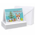Christmas Tree and Red Corgi Greeting Cards Pack of 8 Blank Cards with Envelopes Whimsical A7 Size 5x7