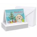 Christmas Tree and Buff Poodle Greeting Cards Pack of 8 Blank Cards with Envelopes Whimsical A7 Size 5x7