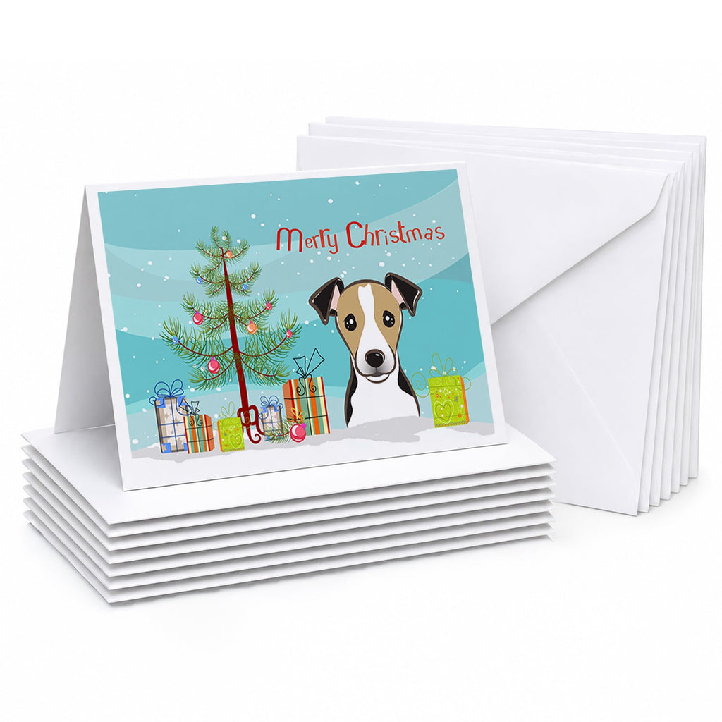 Christmas Tree and Jack Russell Terrier Greeting Cards Pack of 8 Blank Cards with Envelopes Whimsical A7 Size 5x7