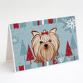 Winter Holiday Yorkie Yorkishire Terrier Greeting Cards Pack of 8 Blank Cards with Envelopes Whimsical A7 Size 5x7