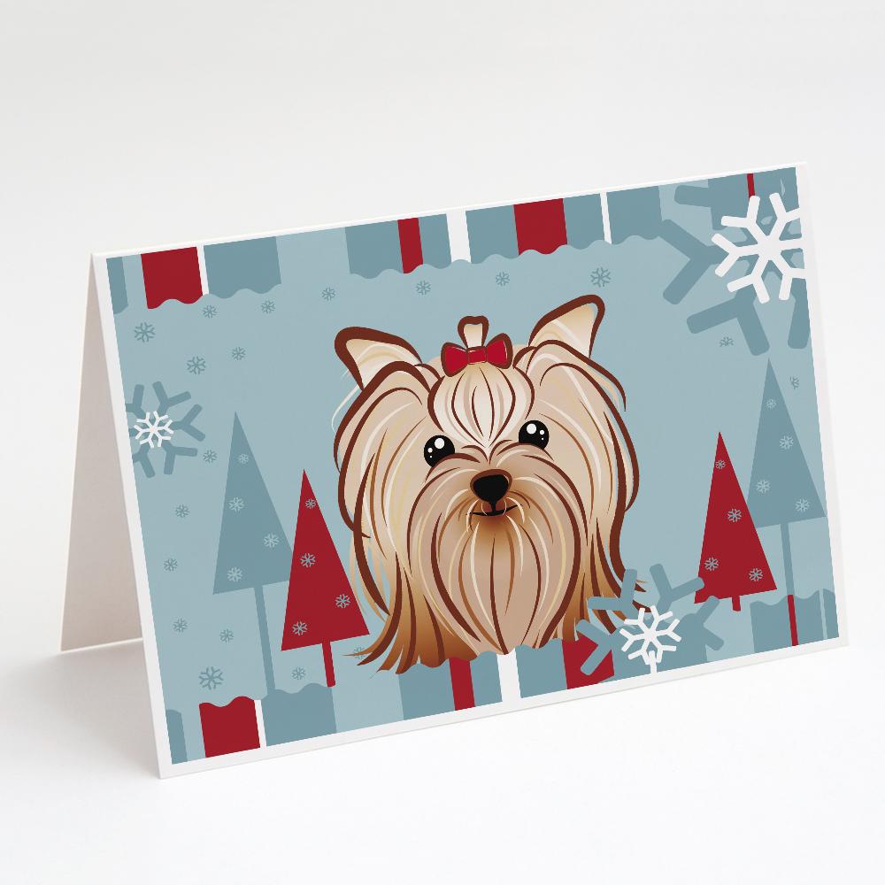 Winter Holiday Yorkie Yorkishire Terrier Greeting Cards Pack of 8 Blank Cards with Envelopes Whimsical A7 Size 5x7