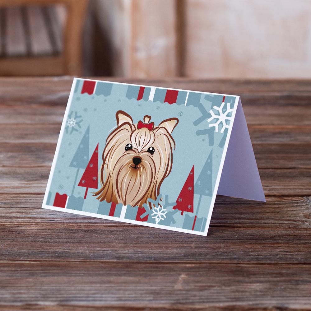 Winter Holiday Yorkie Yorkishire Terrier Greeting Cards Pack of 8 Blank Cards with Envelopes Whimsical A7 Size 5x7