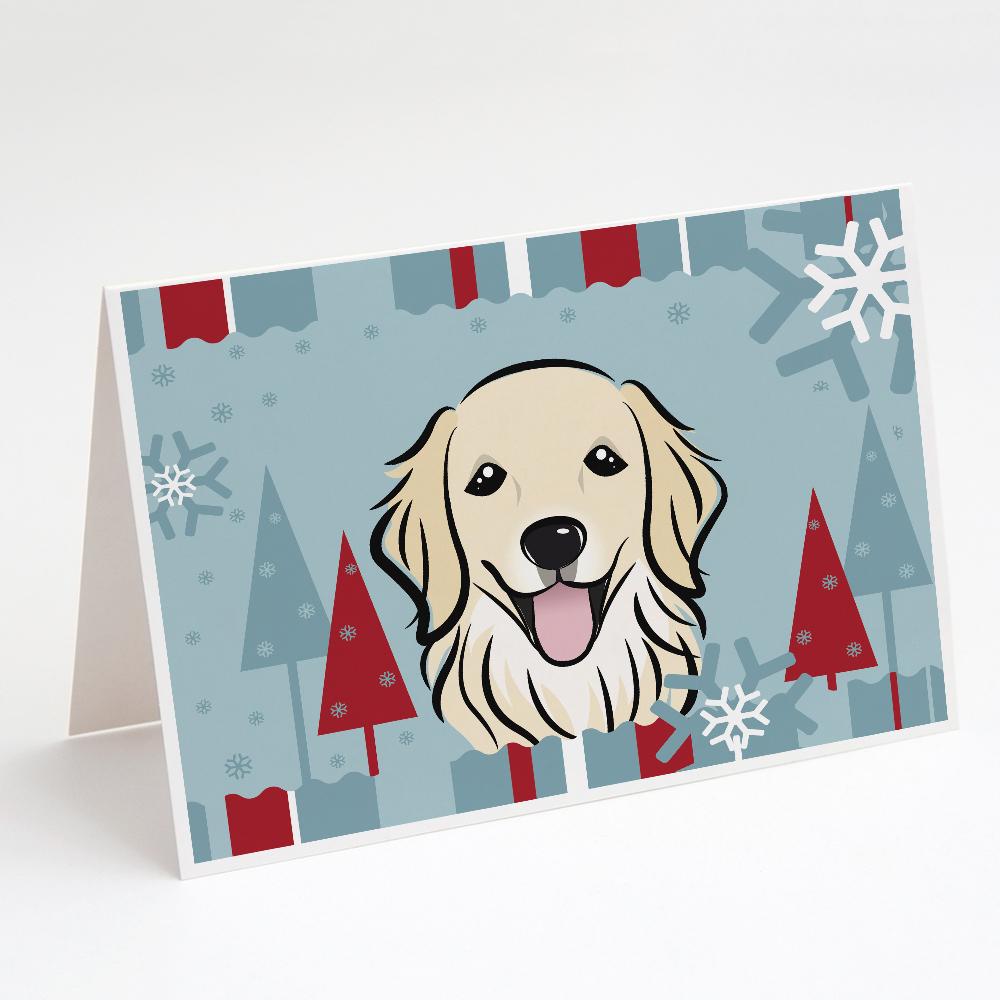 Winter Holiday Golden Retriever Greeting Cards Pack of 8 Blank Cards with Envelopes Whimsical A7 Size 5x7