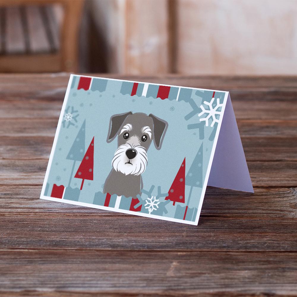 Winter Holiday Schnauzer Greeting Cards Pack of 8 Blank Cards with Envelopes Whimsical A7 Size 5x7