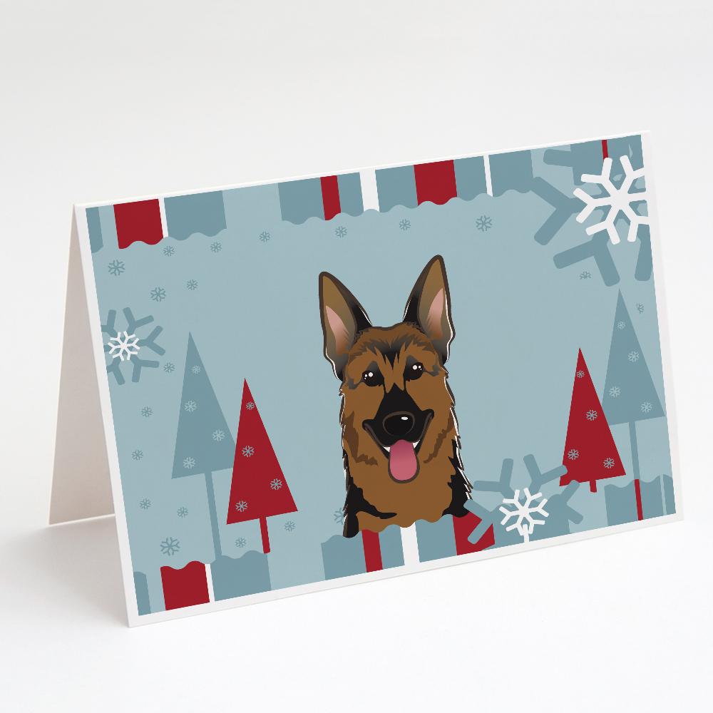 Winter Holiday German Shepherd Greeting Cards Pack of 8 Blank Cards with Envelopes Whimsical A7 Size 5x7