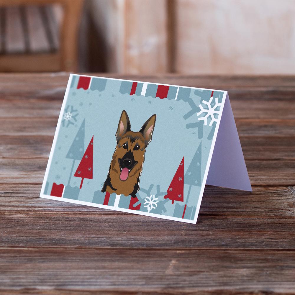 Winter Holiday German Shepherd Greeting Cards Pack of 8 Blank Cards with Envelopes Whimsical A7 Size 5x7