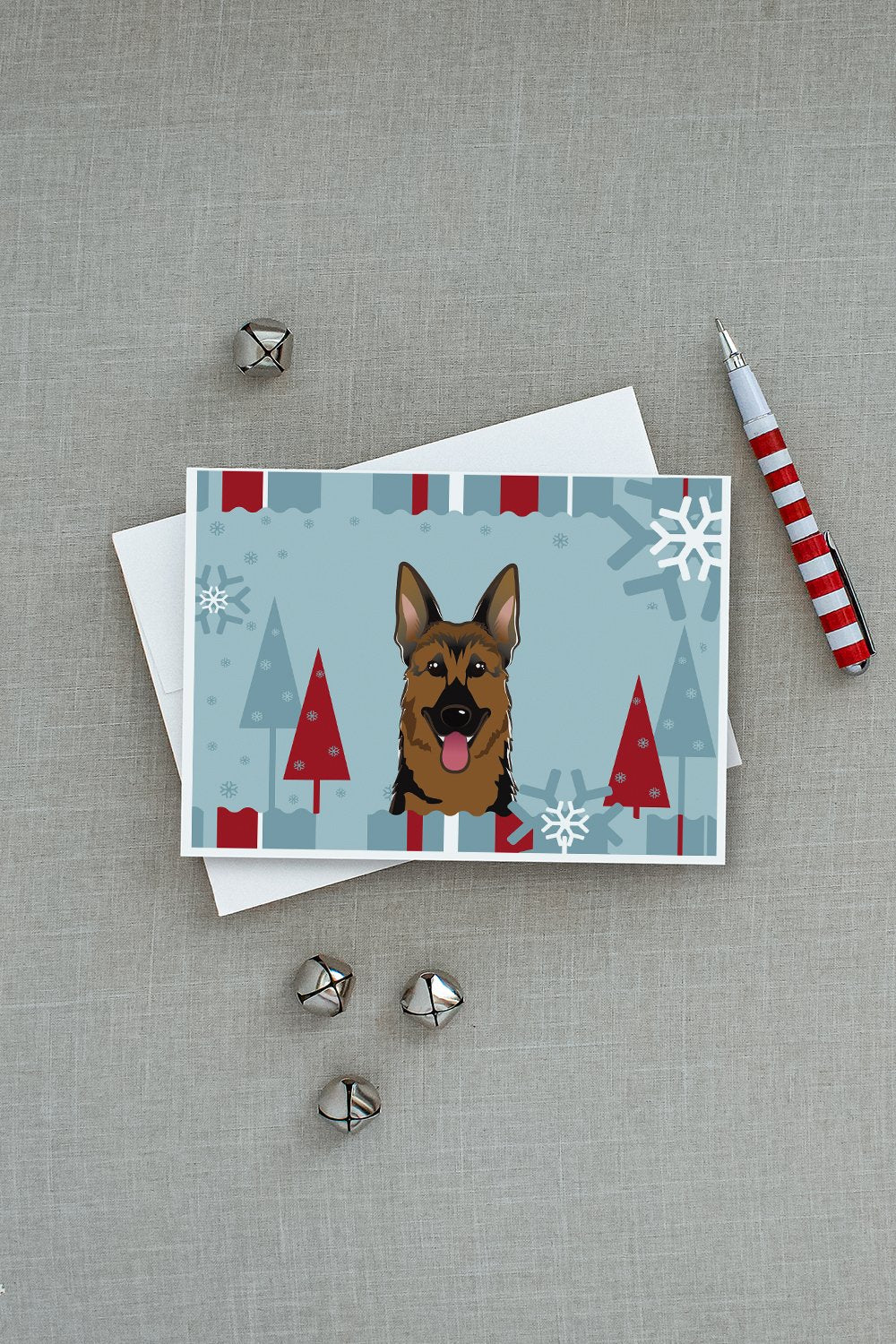 Winter Holiday German Shepherd Greeting Cards Pack of 8 Blank Cards with Envelopes Whimsical A7 Size 5x7