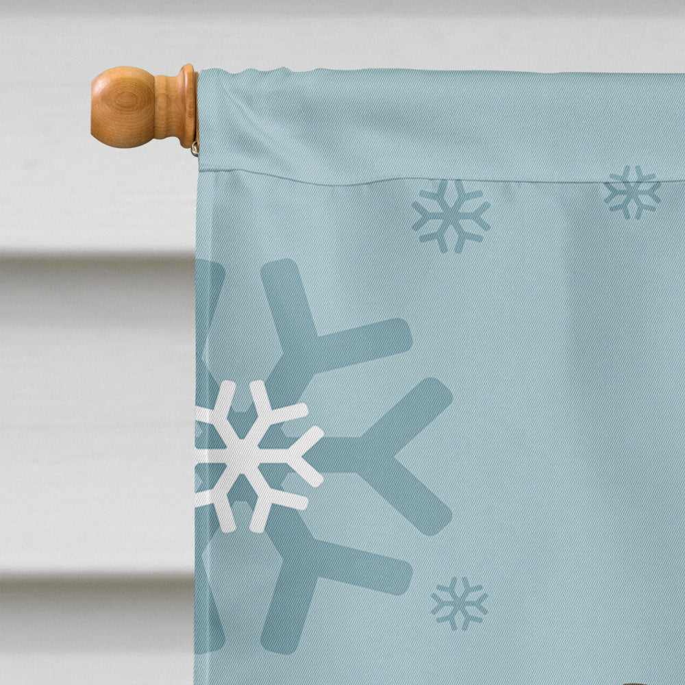 Winter Holiday Longhair Creme Dachshund House Flag 28x40 Porch Sleeve Pole Decorative Outside Yard Banner Artwork Wall Hanging, Polyester