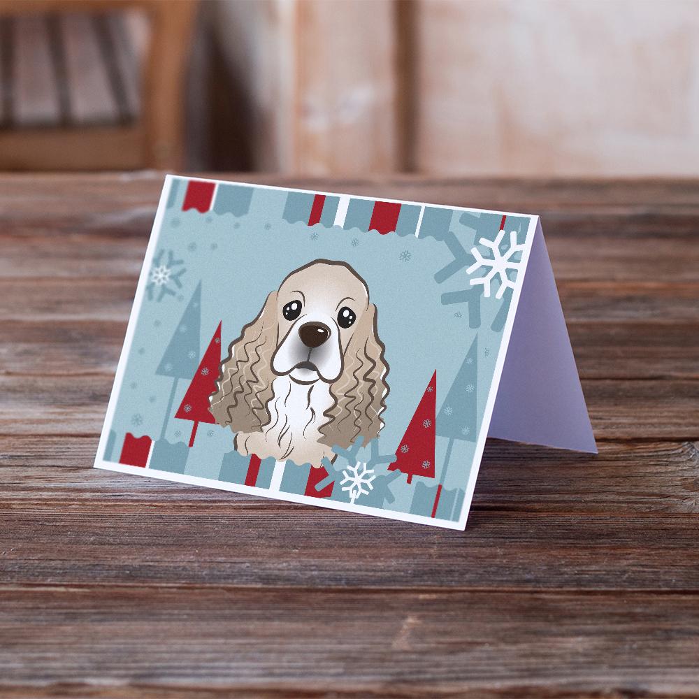 Winter Holiday Cocker Spaniel Greeting Cards Pack of 8 Blank Cards with Envelopes Whimsical A7 Size 5x7