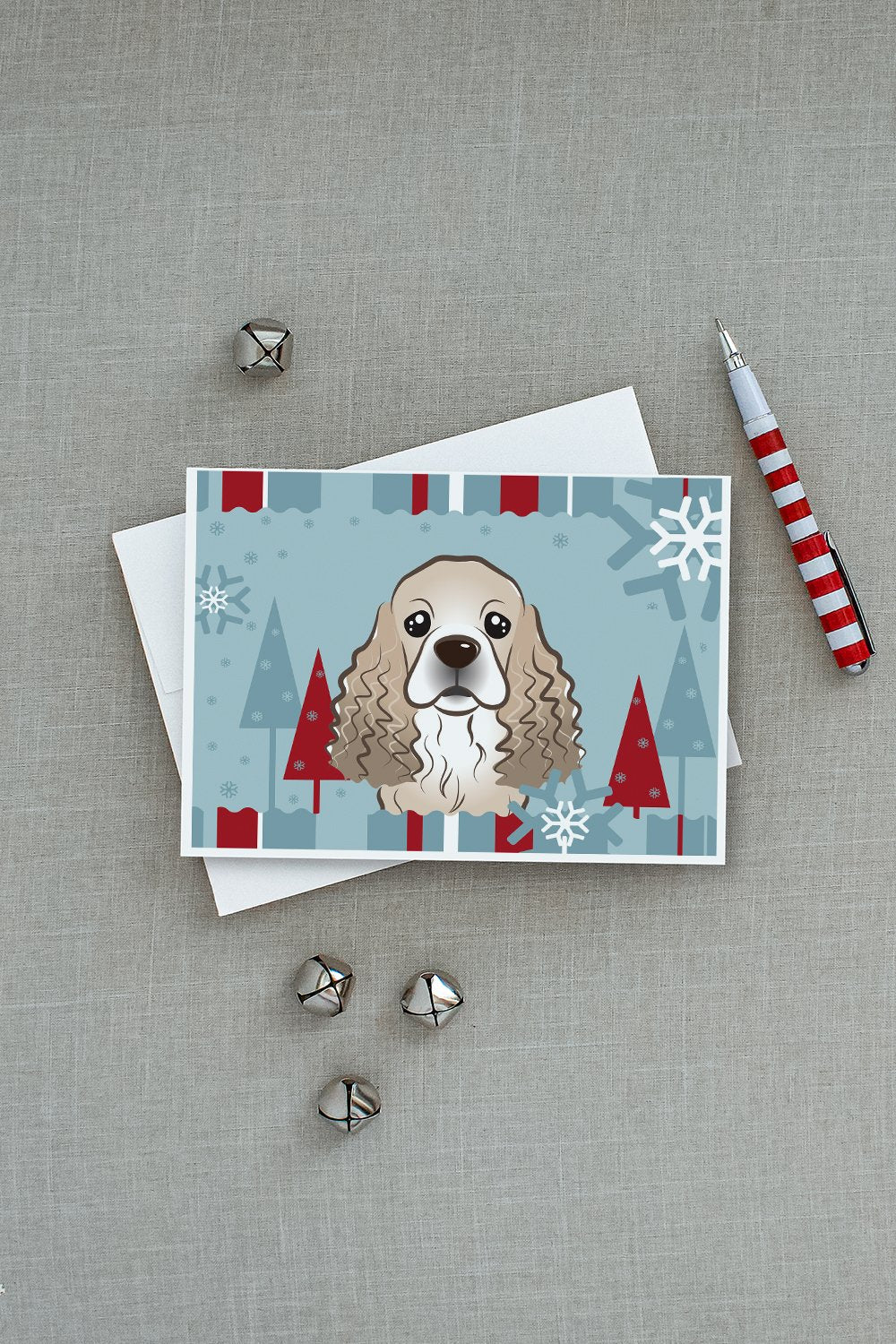 Winter Holiday Cocker Spaniel Greeting Cards Pack of 8 Blank Cards with Envelopes Whimsical A7 Size 5x7