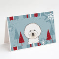 Winter Holiday Bichon Frise Greeting Cards Pack of 8 Blank Cards with Envelopes Whimsical A7 Size 5x7