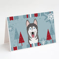 Winter Holiday Alaskan Malamute Greeting Cards Pack of 8 Blank Cards with Envelopes Whimsical A7 Size 5x7