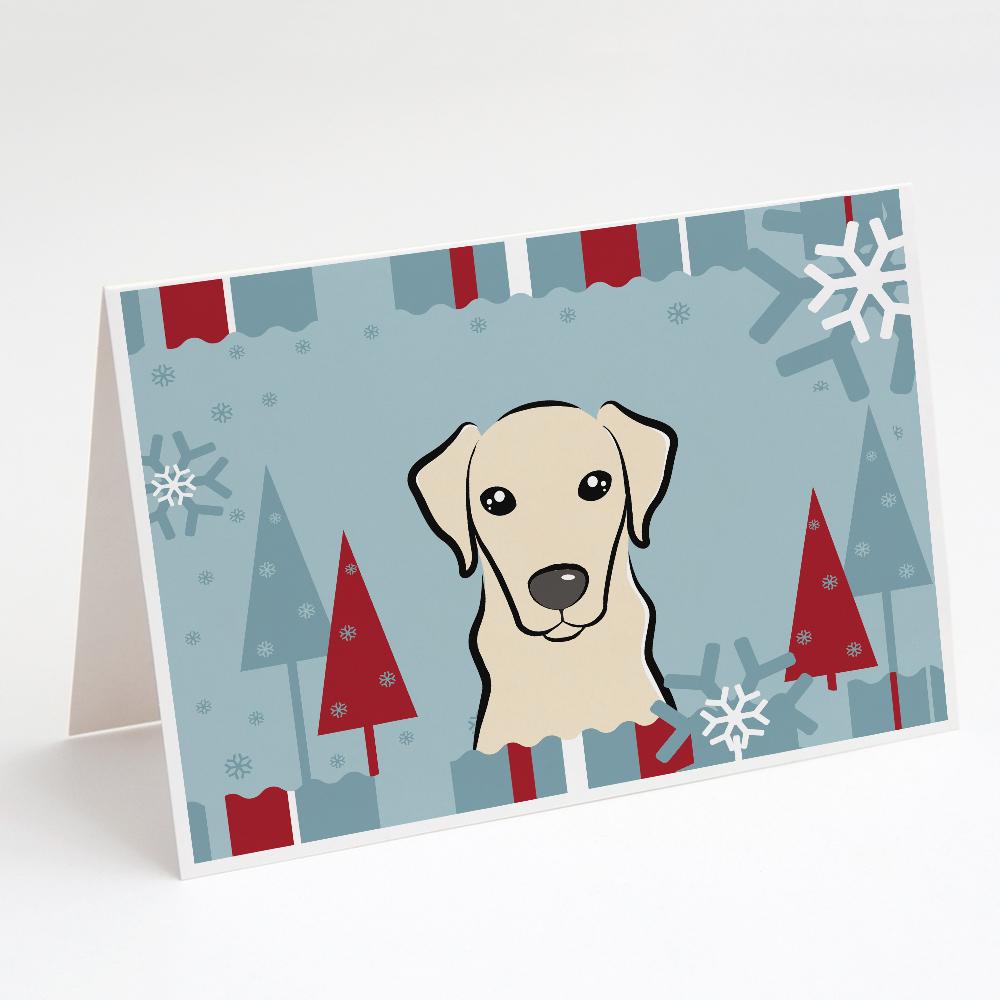 Winter Holiday Yellow Labrador Greeting Cards Pack of 8 Blank Cards with Envelopes Whimsical A7 Size 5x7