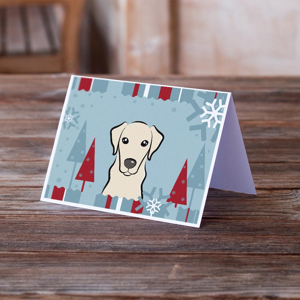 Winter Holiday Yellow Labrador Greeting Cards Pack of 8 Blank Cards with Envelopes Whimsical A7 Size 5x7