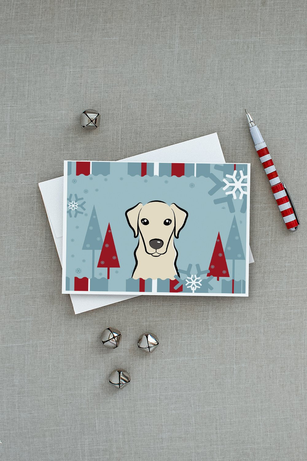 Winter Holiday Yellow Labrador Greeting Cards Pack of 8 Blank Cards with Envelopes Whimsical A7 Size 5x7