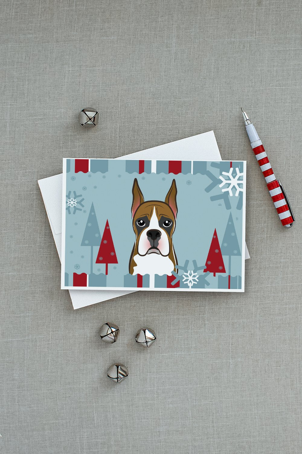 Winter Holiday Boxer Greeting Cards Pack of 8 Blank Cards with Envelopes Whimsical A7 Size 5x7