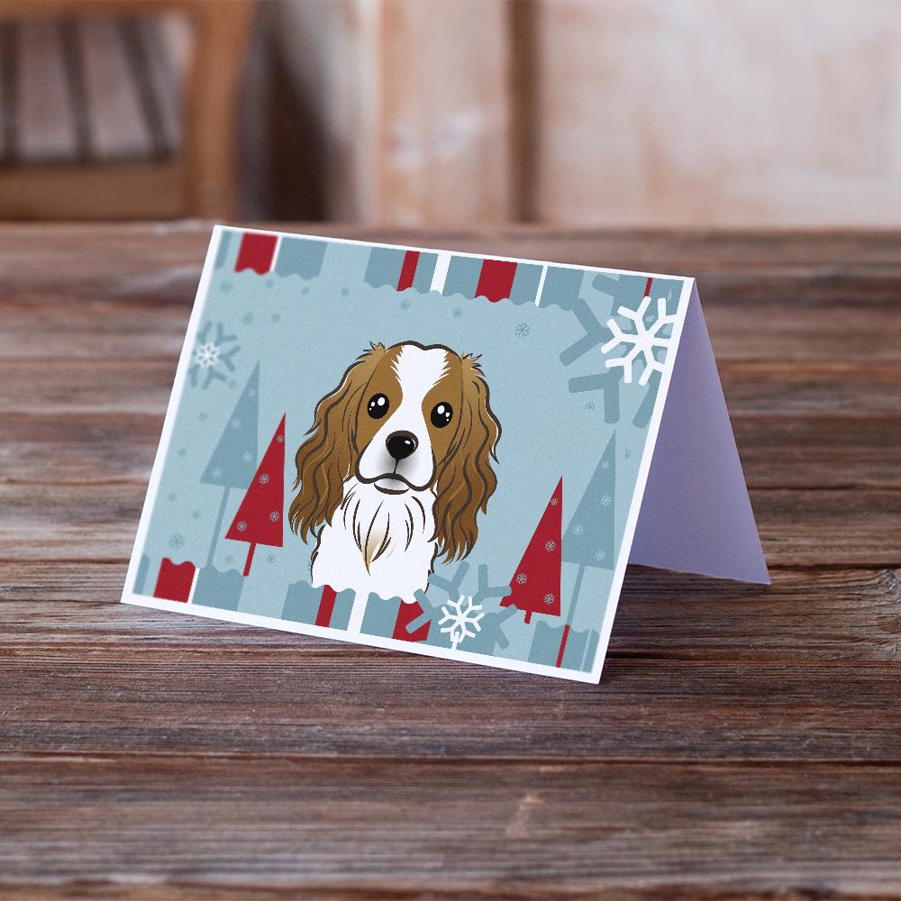 Winter Holiday Cavalier Spaniel Greeting Cards Pack of 8 Blank Cards with Envelopes Whimsical A7 Size 5x7