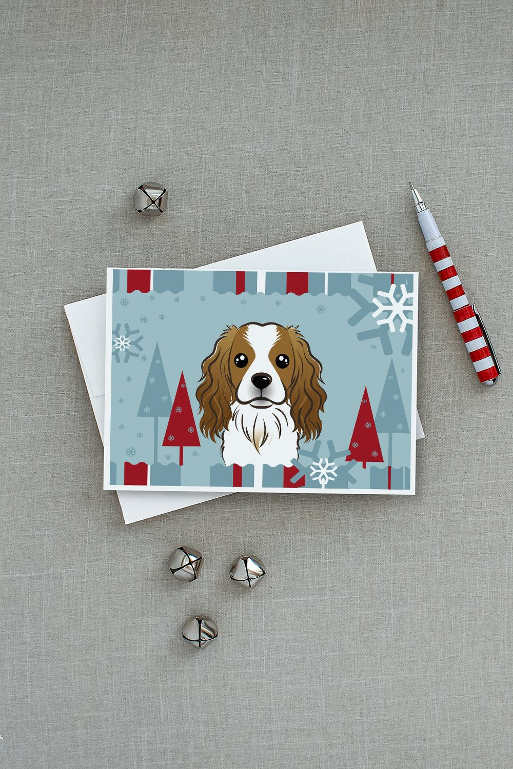 Winter Holiday Cavalier Spaniel Greeting Cards Pack of 8 Blank Cards with Envelopes Whimsical A7 Size 5x7