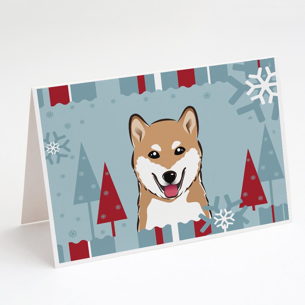 Winter Holiday Shiba Inu Greeting Cards Pack of 8 Blank Cards with Envelopes Whimsical A7 Size 5x7