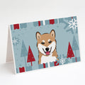 Winter Holiday Shiba Inu Greeting Cards Pack of 8 Blank Cards with Envelopes Whimsical A7 Size 5x7