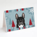 Winter Holiday French Bulldog Greeting Cards Pack of 8 Blank Cards with Envelopes Whimsical A7 Size 5x7