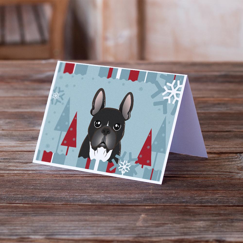 Winter Holiday French Bulldog Greeting Cards Pack of 8 Blank Cards with Envelopes Whimsical A7 Size 5x7