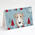 Winter Holiday Borzoi Greeting Cards Pack of 8 Blank Cards with Envelopes Whimsical A7 Size 5x7