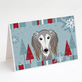 Winter Holiday Saluki Greeting Cards Pack of 8 Blank Cards with Envelopes Whimsical A7 Size 5x7