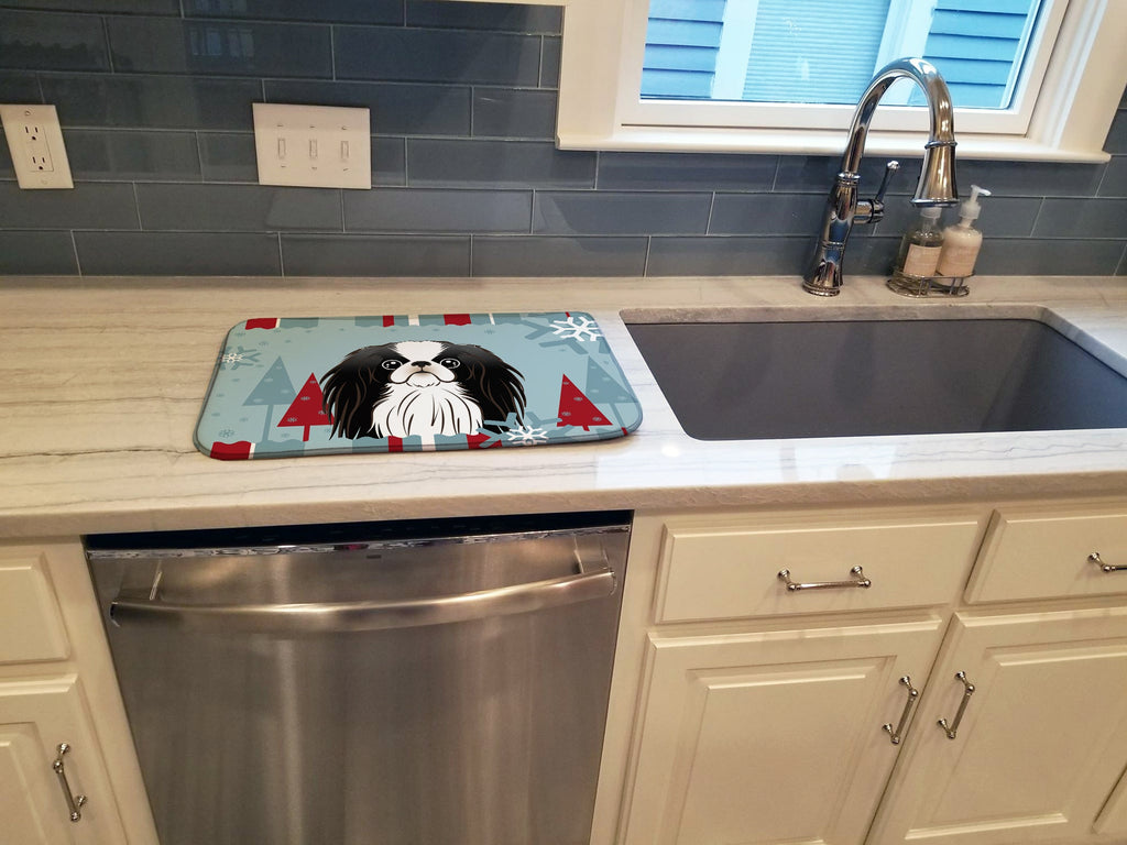 Winter Holiday Japanese Chin Dish Drying Mat Absorbent Dish Drying Mat Pad for Kitchen Counter Dish Drainer Mat for Countertop, 14 x 21", Multicolor