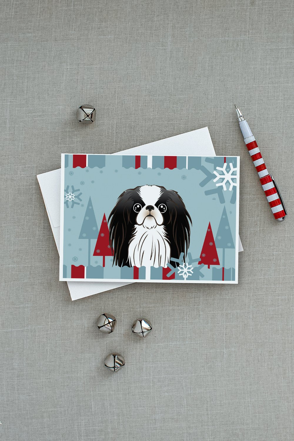 Winter Holiday Japanese Chin Greeting Cards Pack of 8 Blank Cards with Envelopes Whimsical A7 Size 5x7